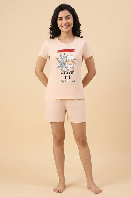 Zivame Farm Lore Knit Cotton Short Set - Silver Peony — image 2